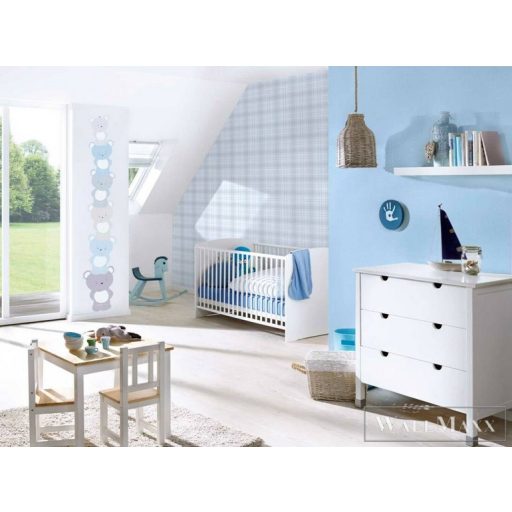 AS CREATION Little Love 38136-1 kék pandá-s tapéta