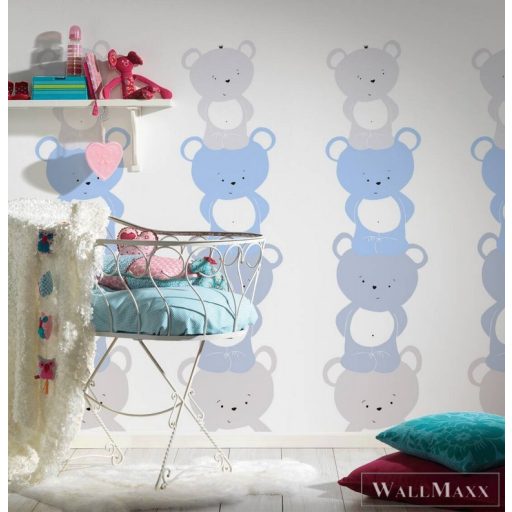 AS CREATION Little Love 38136-1 kék pandá-s tapéta