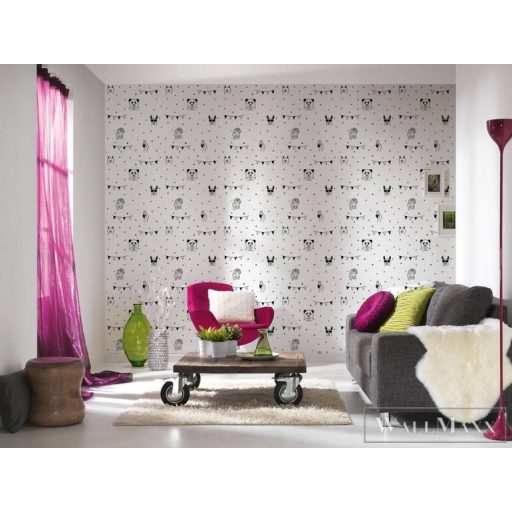 AS CREATION Little Love 38138-2 fehér pandá-s tapéta