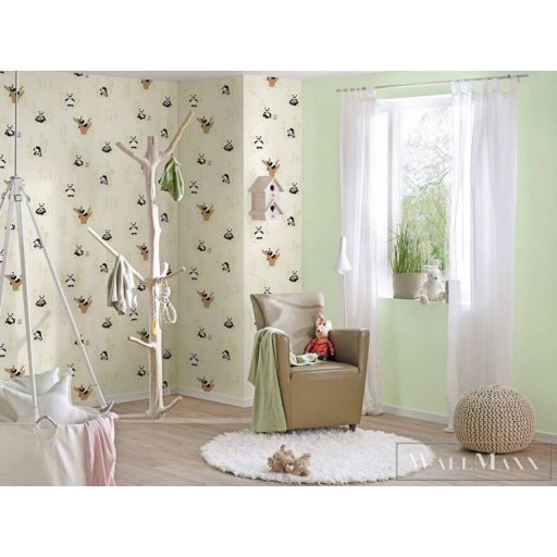 AS CREATION Little Love 38142-1 fehér pandá-s tapéta