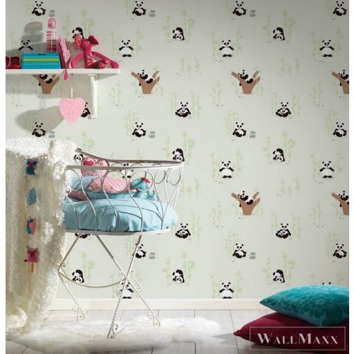 AS CREATION Little Love 38142-1 fehér pandá-s tapéta