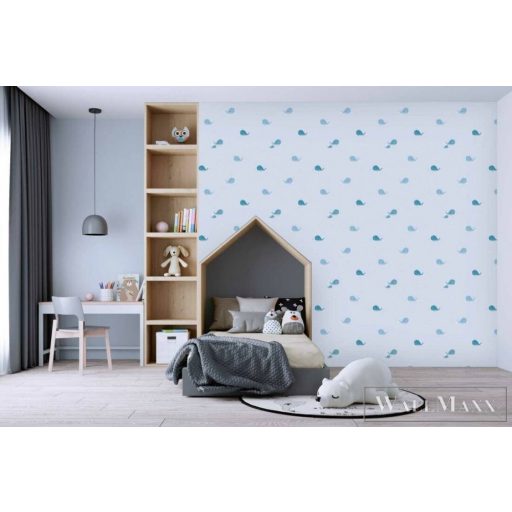 AS CREATION Little Love 38144-1 kék bálná-s tapéta