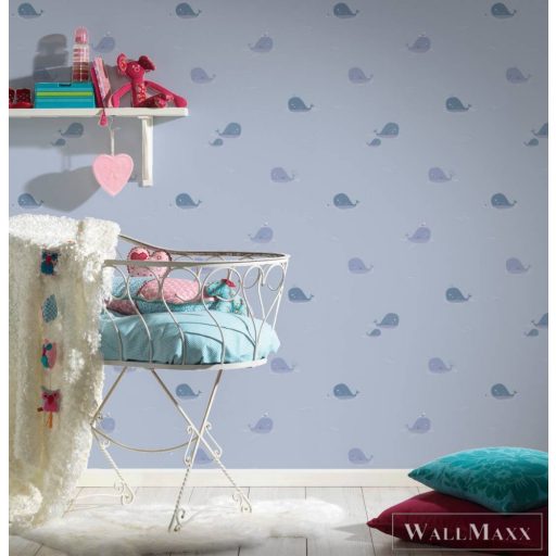 AS CREATION Little Love 38144-1 kék bálná-s tapéta