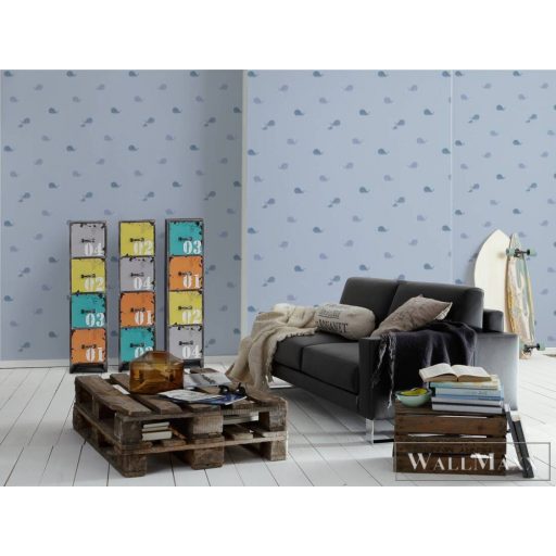 AS CREATION Little Love 38144-1 kék bálná-s tapéta