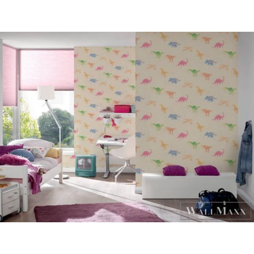 AS CREATION Little Love 38146-1 színes dinó-s tapéta