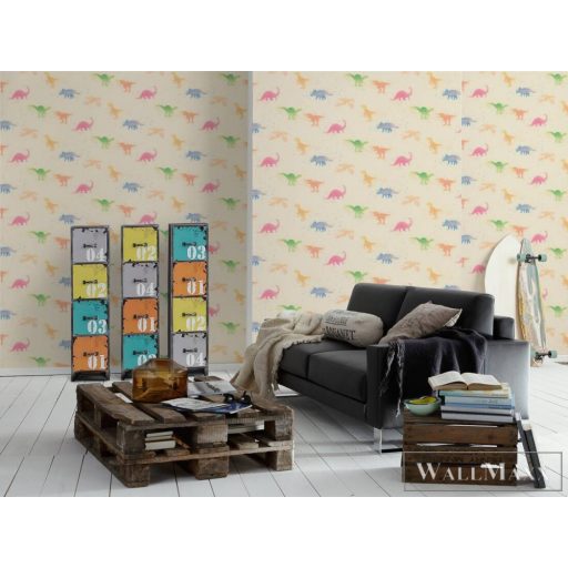 AS CREATION Little Love 38146-1 színes dinó-s tapéta