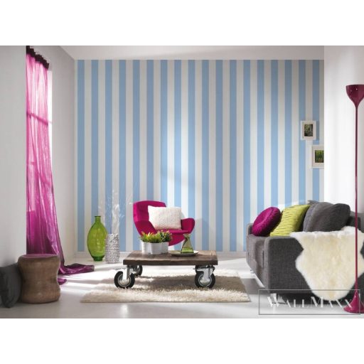 AS CREATION Little Love 38148-5 kék csíkos tapéta