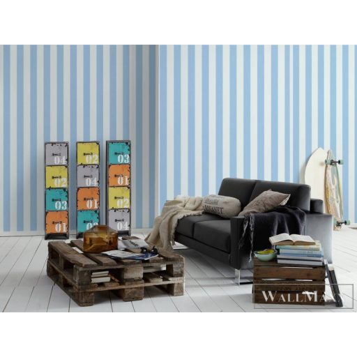 AS CREATION Little Love 38148-5 kék csíkos tapéta