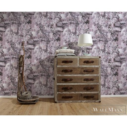 AS CREATION Dream Flowery 38173-1 lila indiai életkép tapéta elefántos páva motívum