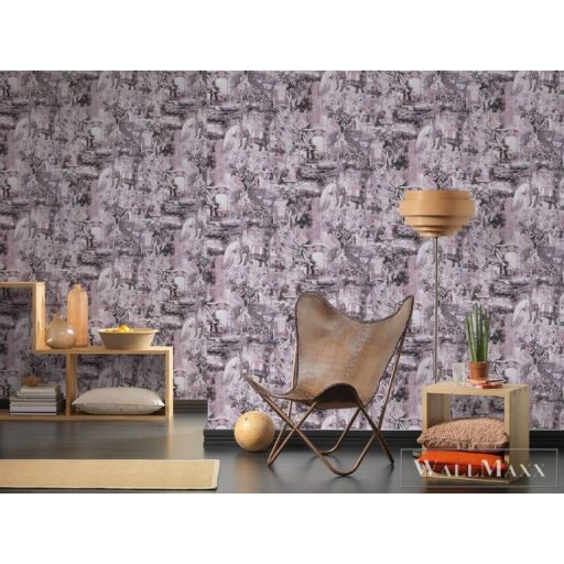 AS CREATION Dream Flowery 38173-1 lila indiai életkép tapéta elefántos páva motívum