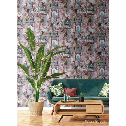 AS CREATION Dream Flowery 38174-3 kék színes indiai életkép tapéta india motívum falfestmény