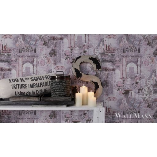 AS CREATION Dream Flowery 38174-4 lila modern színes indiai életkép tapéta india motívum falfestmény