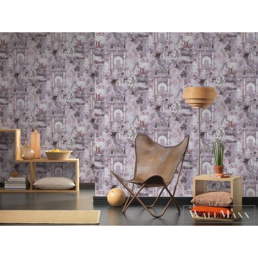 AS CREATION Dream Flowery 38174-4 lila modern színes indiai életkép tapéta india motívum falfestmény