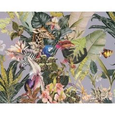   AS CREATION Dream Flowery 38176-2 lila afrika motívumos tapéta dzsungel zebra papagáj halak