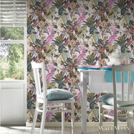 AS CREATION Dream Flowery 38176-3 afrika motívumos tapéta dzsungel zebra papagáj halak