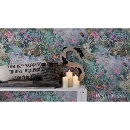 AS CREATION Dream Flowery 38179-1 kék Dzsungel feeling mintás tapéta