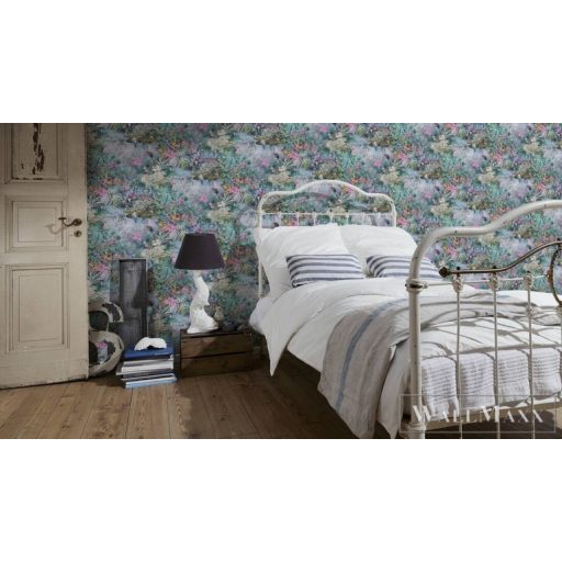AS CREATION Dream Flowery 38179-1 kék Dzsungel feeling mintás tapéta