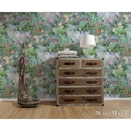 AS CREATION Dream Flowery 38179-2 kék Dzsungel feeling mintás tapéta