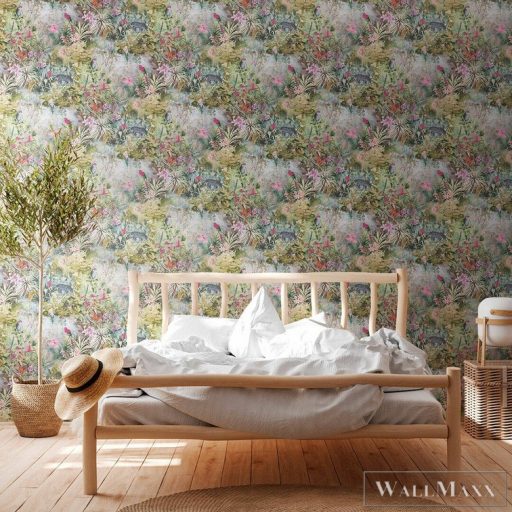 AS CREATION Dream Flowery 38179-3 kék Dzsungel feeling mintás tapéta pasztell 