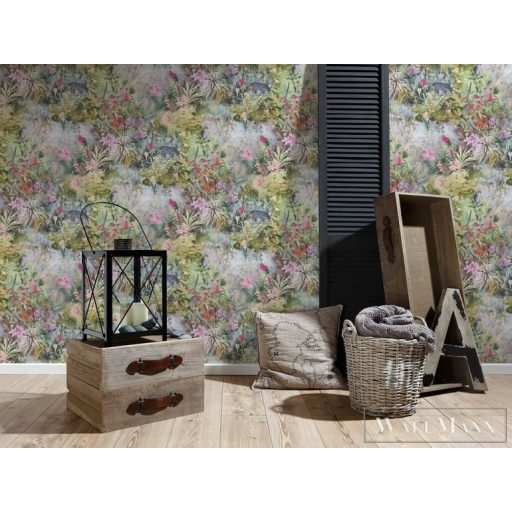 AS CREATION Dream Flowery 38179-3 kék Dzsungel feeling mintás tapéta pasztell 