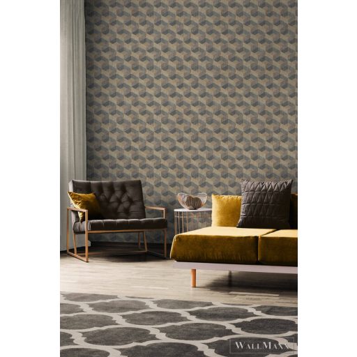 AS Creation Titanium 3 38202-2 fekete, barna, sárga Tér-hatású 3D-mintás Grafikus tapéta