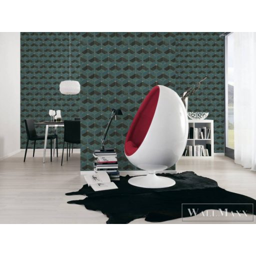 AS Creation Titanium 3 38202-3 fekete, kék, zöld Tér-hatású 3D-mintás Grafikus tapéta