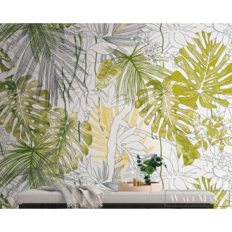   AS CREATION The Wall 38232-1 sárga levél mintás grafikus digitális panel