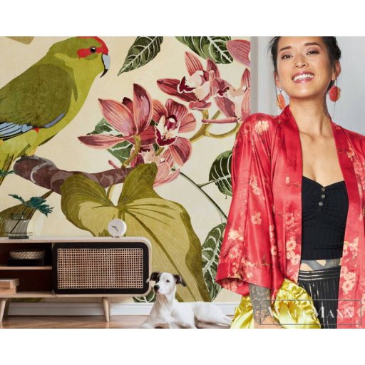 AS CREATION The Wall 38244-1 zöld papagáj mintás grafikus digitális panel