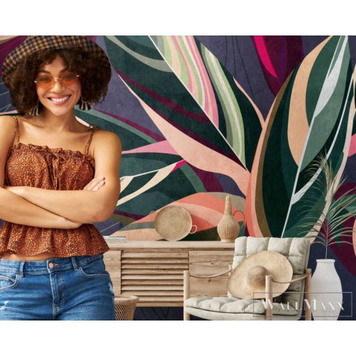 AS CREATION The Wall 38272-1 lila levél mintás grafikus digitális panel