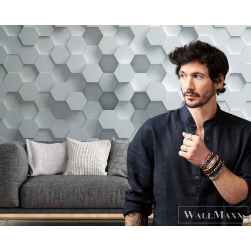 AS CREATION The Wall 38290-1 szürke, fehér Tér-hatású 3D-mintás Modern vlies digitális panel