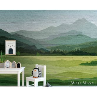   AS CREATION The Wall 38298-1 zöld hegység mintás grafikus digitális panel