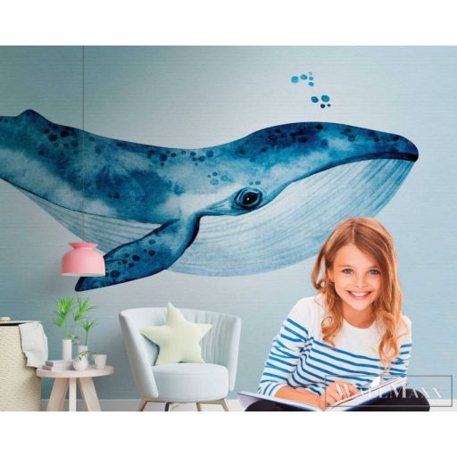 AS CREATION The Wall 38300-1 kék bálna mintás ifjúsági digitális panel