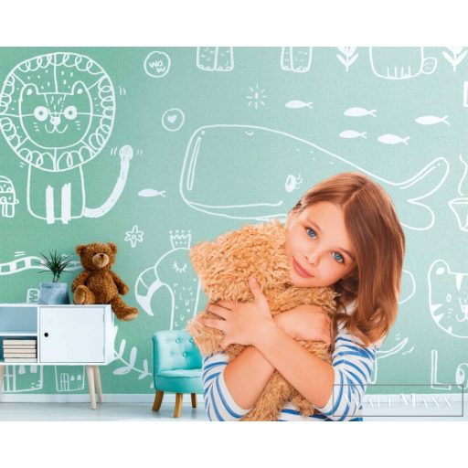 AS CREATION The Wall 38304-1 zöld állatos ifjúsági digitális panel