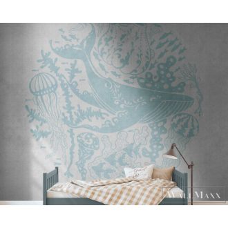   AS CREATION The Wall 38306-1 türkíz bálna mintás ifjúsági digitális panel