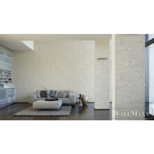 AS CREATION Geo Effect 38309-6 krémfehér parkettamintás tapéta