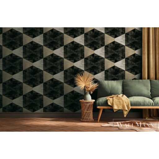 AS Creation Geo Effect 38353-2 bézs, fekete, réz Tér-hatású 3D-mintás Geometriai vlies tapéta