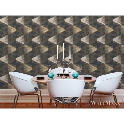 AS Creation Geo Effect 38353-2 bézs, fekete, réz Tér-hatású 3D-mintás Geometriai vlies tapéta