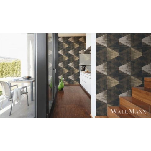 AS Creation Geo Effect 38353-2 bézs, fekete, réz Tér-hatású 3D-mintás Geometriai vlies tapéta