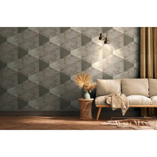 AS Creation Geo Effect 38353-5 bézs, törtfehér, fémhatású Tér-hatású 3D-mintás Geometriai vlies tapéta