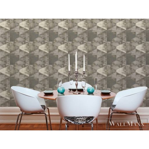 AS Creation Geo Effect 38353-5 bézs, törtfehér, fémhatású Tér-hatású 3D-mintás Geometriai vlies tapéta