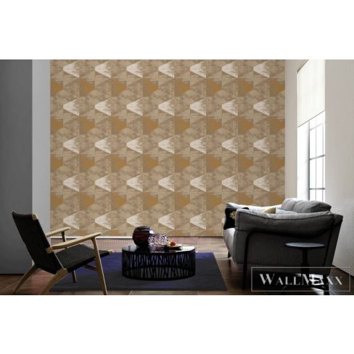 AS Creation Geo Effect 38353-6 bézs, arany, törtfehér Tér-hatású 3D-mintás Geometriai vlies tapéta
