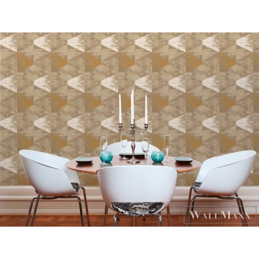 AS Creation Geo Effect 38353-6 bézs, arany, törtfehér Tér-hatású 3D-mintás Geometriai vlies tapéta