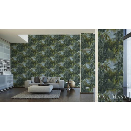 AS CREATION My Home My Spa 38356-1|Természet jellegű kék dzsungel mintás tapéta