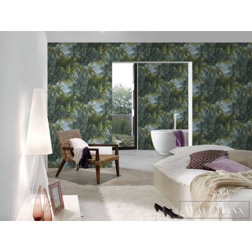 AS CREATION My Home My Spa 38356-1|Természet jellegű kék dzsungel mintás tapéta