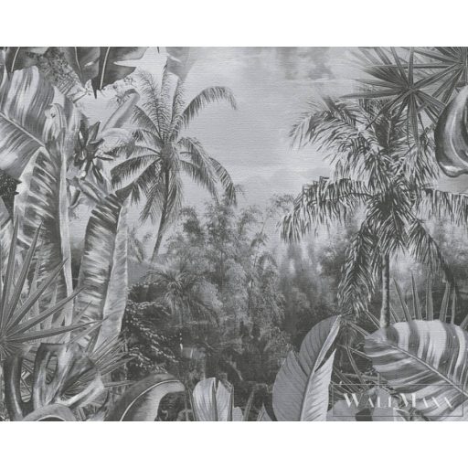 AS CREATION My Home My Spa 38356-4|Természet jellegű törtfehér dzsungel mintás tapéta