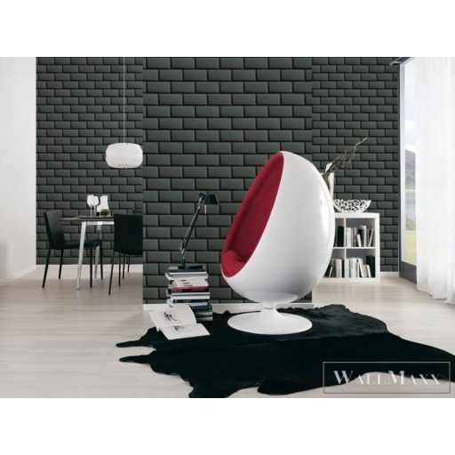 AS Creation My Home My Spa 38357-1 antracit, törtfehér Tégla mintás Térhatású vlies tapéta