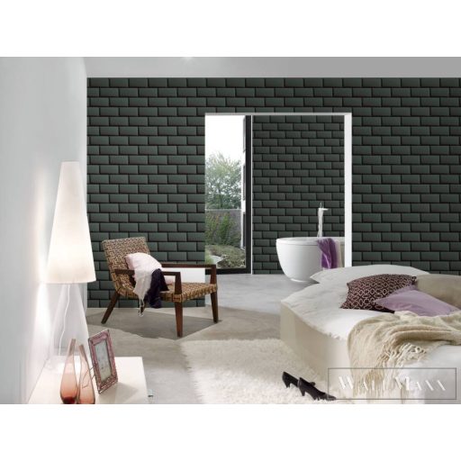 AS Creation My Home My Spa 38357-1 antracit, törtfehér Tégla mintás Térhatású vlies tapéta