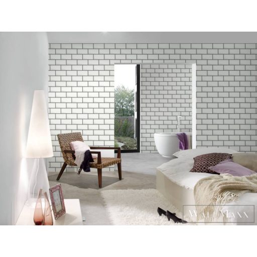 AS Creation My Home My Spa 38357-2 antracit, törtfehér, fehér Tégla mintás Térhatású vlies tapéta