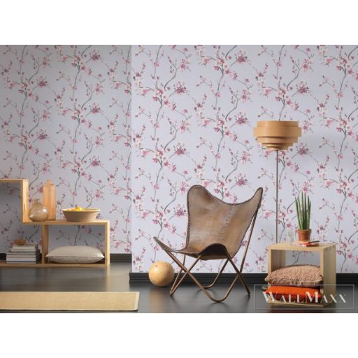 AS CREATION Alberto 38500-1 piros virág mintás japán XXL tapéta