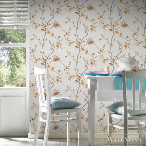 AS CREATION Alberto 38500-2 narancs virág mintás japán XXL tapéta